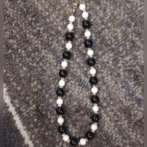 18" Black and White Beaded Necklace
